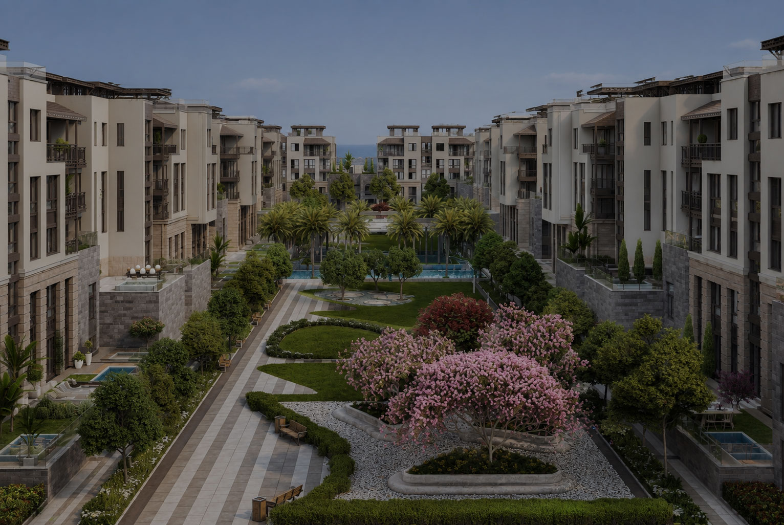 Trio Gardens Compound in New Cairo, Egypt. Residential design project by T.H.E Architects